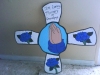 White Cross w/ Blue Roses & Praying Hands