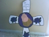 White Cross w/ Purple Roses & Praying Hands